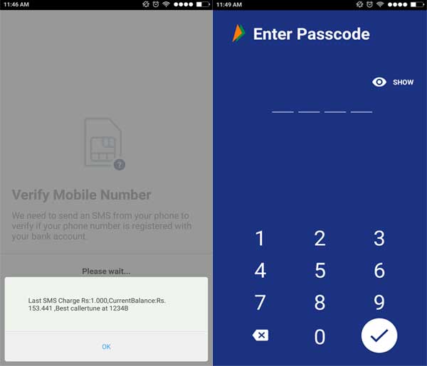 BHIM app screenshot of entering details