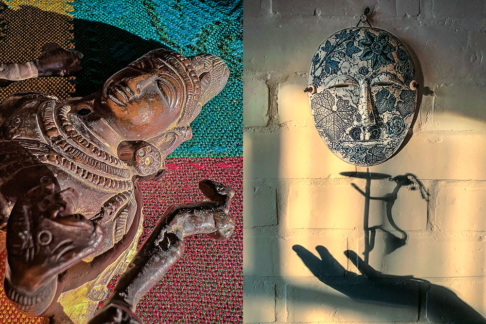 (L-R) Trikivarma, The Conqueror; The Divine Feminine. Artwork by Mukul Kapoor