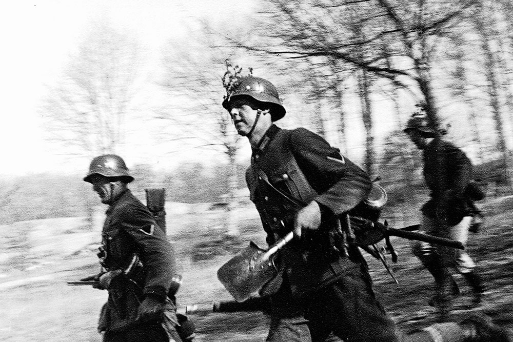 German troops storm into France through Belgium  in the north bypassing the heavily-guarded Maginot Line in the east, in the summer of 1940